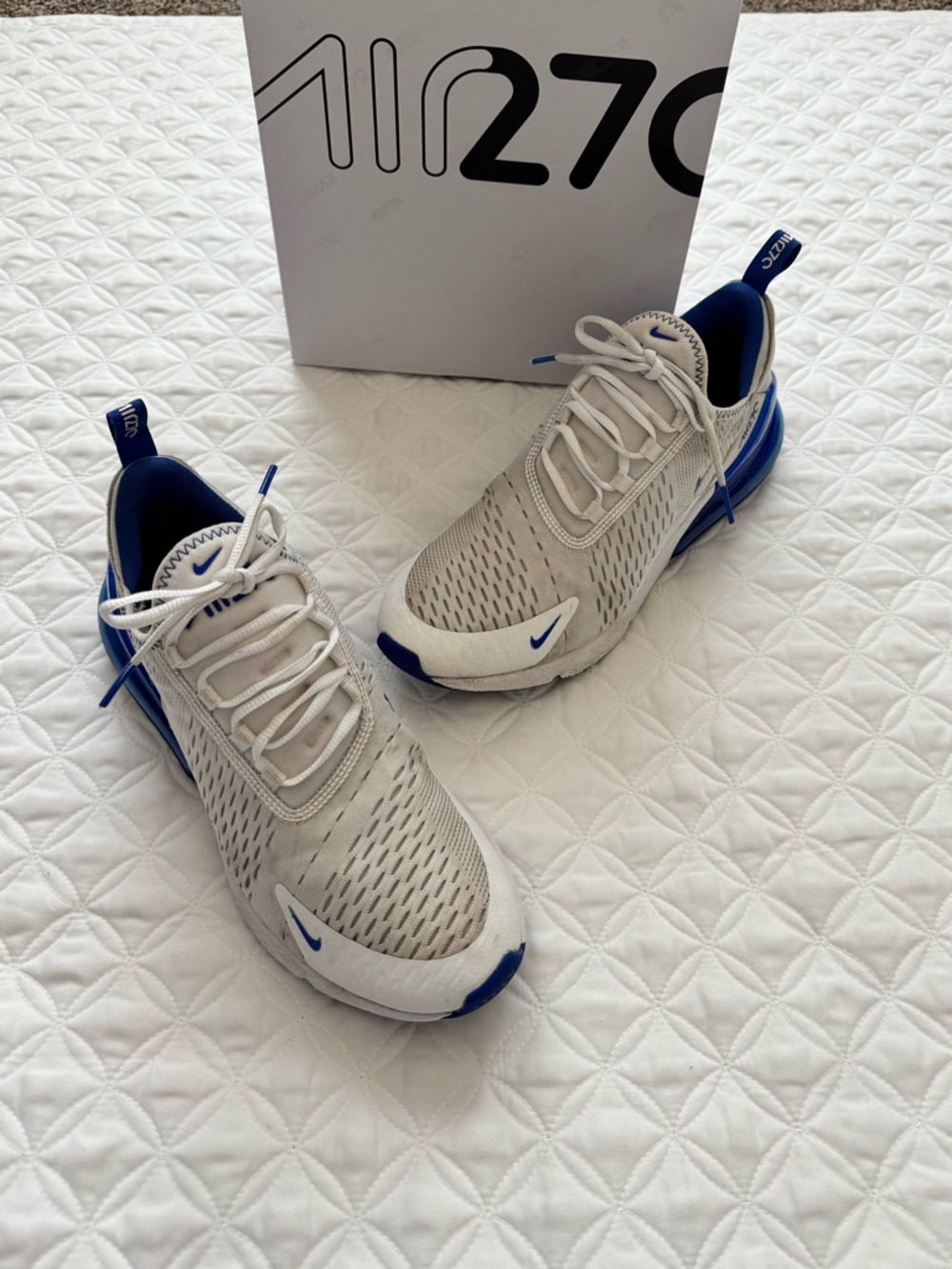 Nike Men's Air Max 270 Sneakers White Racer Blue Game Royal Size 8.5